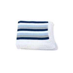 NEW GITA boy's light blue/grey/navy stripe blanket in multi